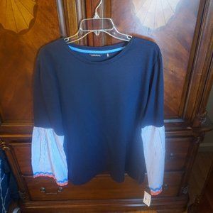 Hannah Navy Long Stripe Sleeves